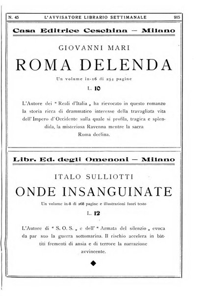 L'avvisatore librario settimanale bollettino bibliografico