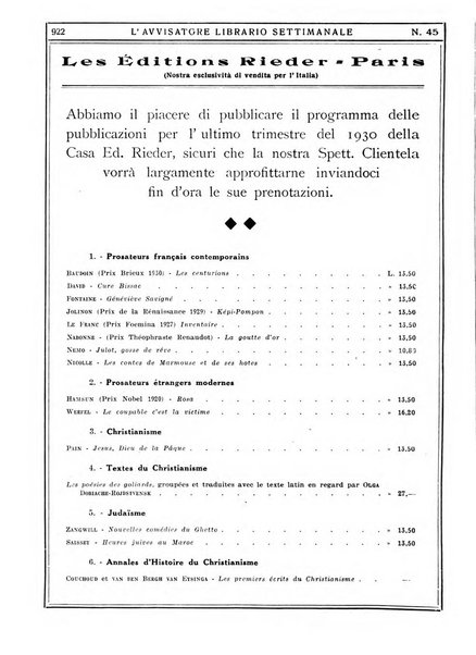 L'avvisatore librario settimanale bollettino bibliografico