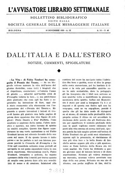 L'avvisatore librario settimanale bollettino bibliografico