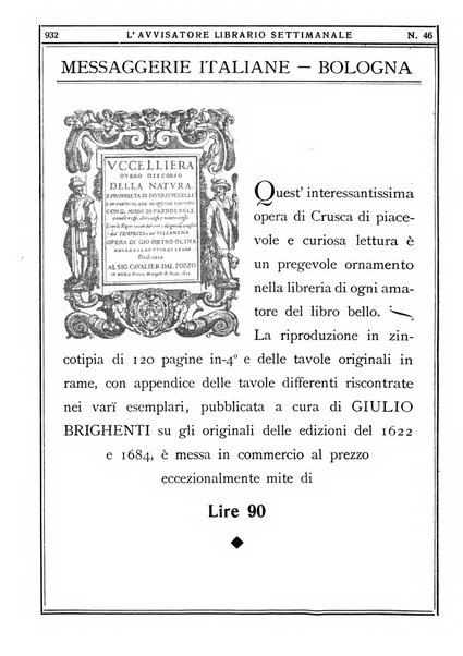 L'avvisatore librario settimanale bollettino bibliografico