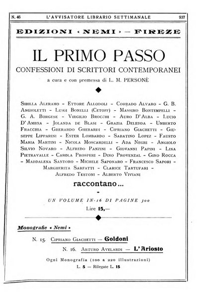 L'avvisatore librario settimanale bollettino bibliografico