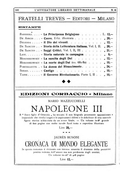 L'avvisatore librario settimanale bollettino bibliografico