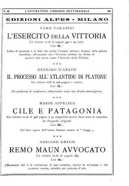 L'avvisatore librario settimanale bollettino bibliografico