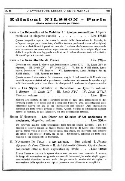 L'avvisatore librario settimanale bollettino bibliografico