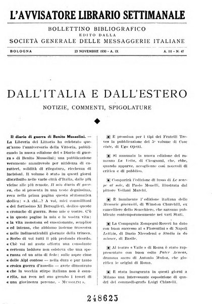 L'avvisatore librario settimanale bollettino bibliografico