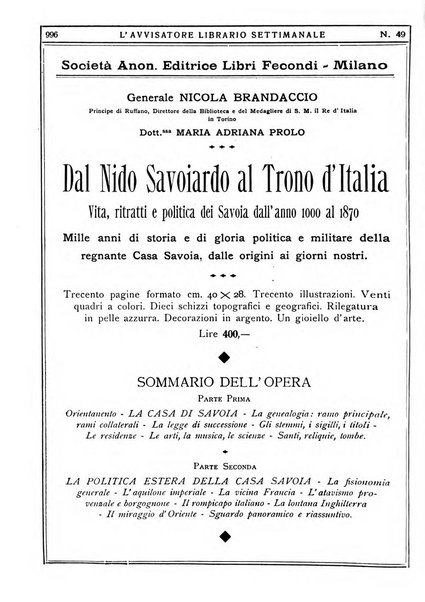 L'avvisatore librario settimanale bollettino bibliografico