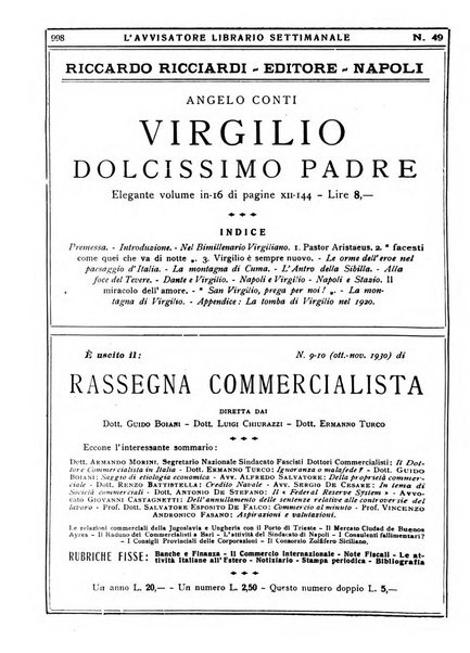 L'avvisatore librario settimanale bollettino bibliografico