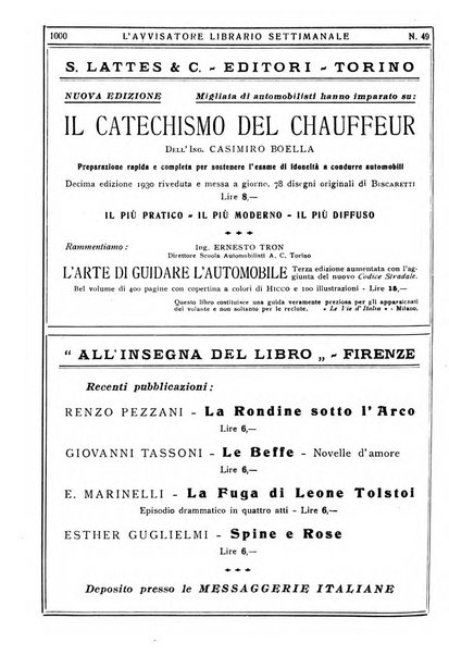 L'avvisatore librario settimanale bollettino bibliografico