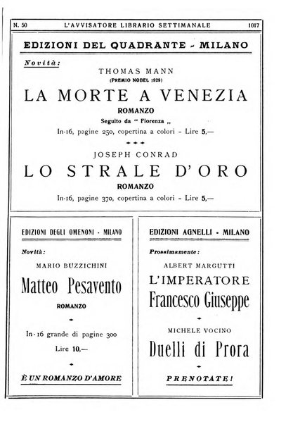 L'avvisatore librario settimanale bollettino bibliografico