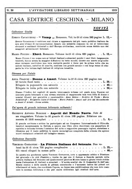 L'avvisatore librario settimanale bollettino bibliografico