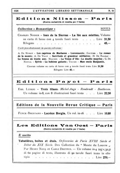 L'avvisatore librario settimanale bollettino bibliografico