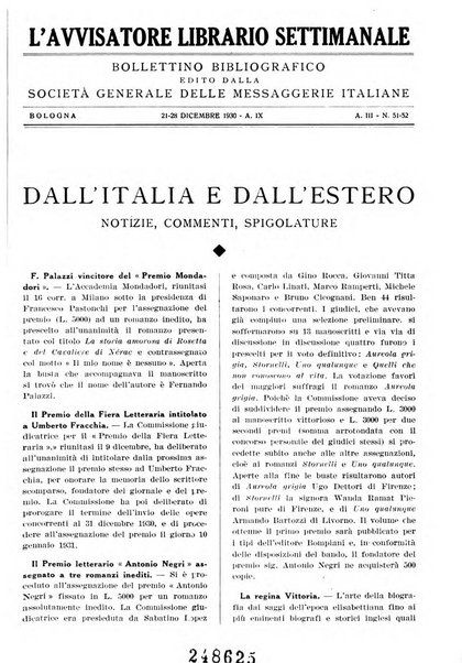 L'avvisatore librario settimanale bollettino bibliografico