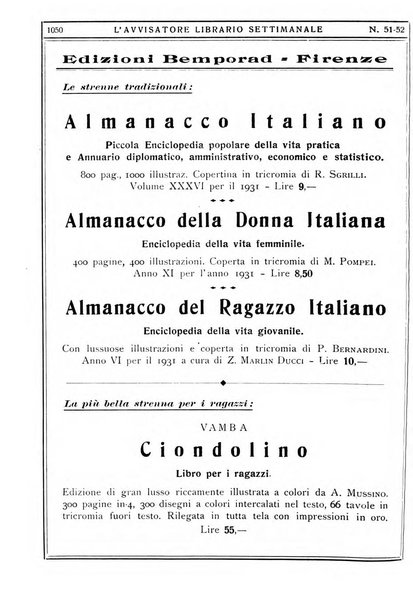 L'avvisatore librario settimanale bollettino bibliografico