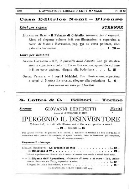 L'avvisatore librario settimanale bollettino bibliografico