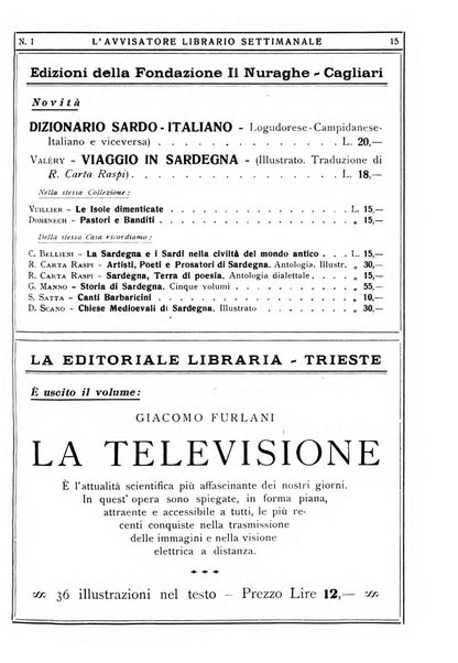 L'avvisatore librario settimanale bollettino bibliografico