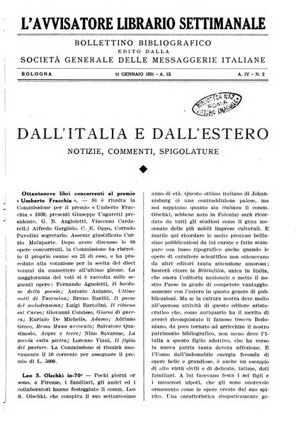 L'avvisatore librario settimanale bollettino bibliografico