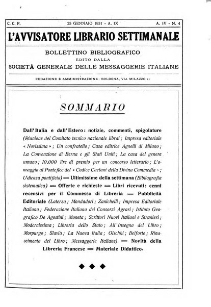 L'avvisatore librario settimanale bollettino bibliografico