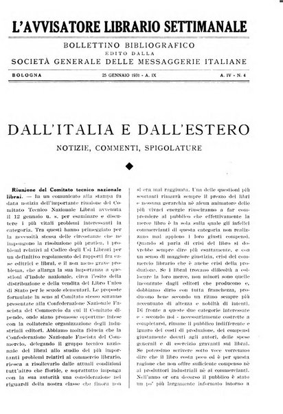 L'avvisatore librario settimanale bollettino bibliografico