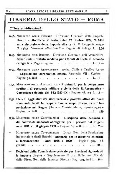 L'avvisatore librario settimanale bollettino bibliografico