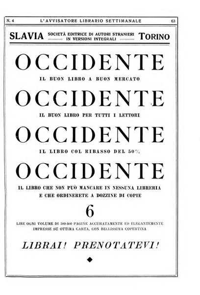 L'avvisatore librario settimanale bollettino bibliografico