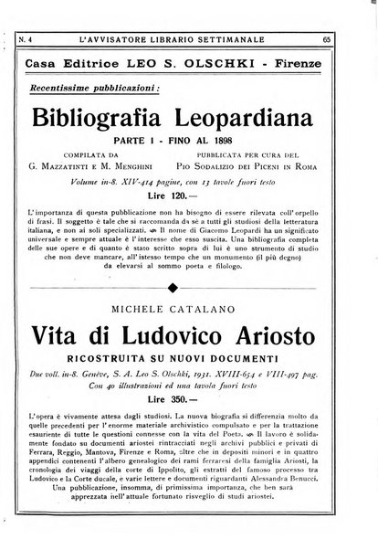 L'avvisatore librario settimanale bollettino bibliografico