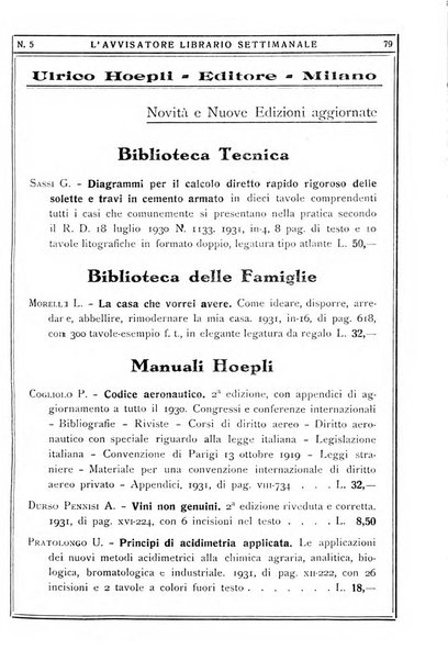 L'avvisatore librario settimanale bollettino bibliografico