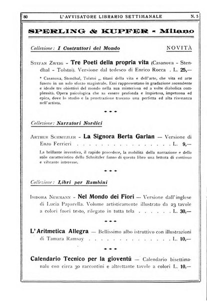 L'avvisatore librario settimanale bollettino bibliografico