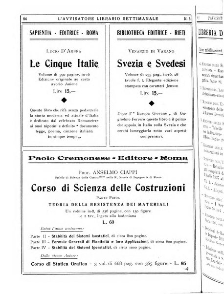 L'avvisatore librario settimanale bollettino bibliografico