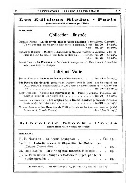 L'avvisatore librario settimanale bollettino bibliografico