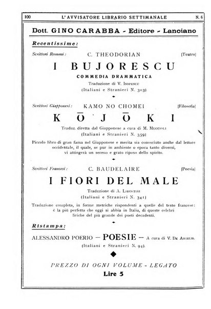 L'avvisatore librario settimanale bollettino bibliografico