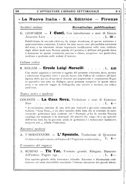 L'avvisatore librario settimanale bollettino bibliografico