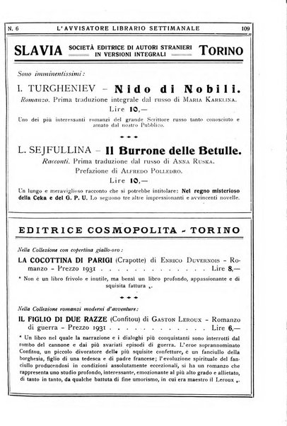 L'avvisatore librario settimanale bollettino bibliografico