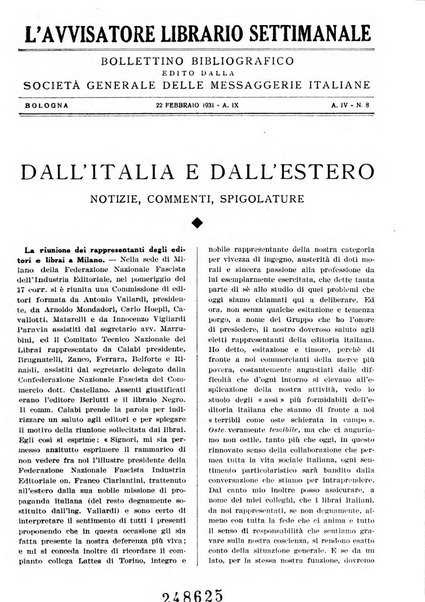 L'avvisatore librario settimanale bollettino bibliografico