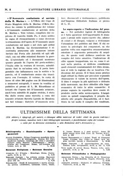 L'avvisatore librario settimanale bollettino bibliografico