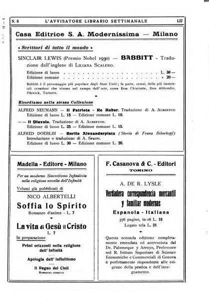 L'avvisatore librario settimanale bollettino bibliografico