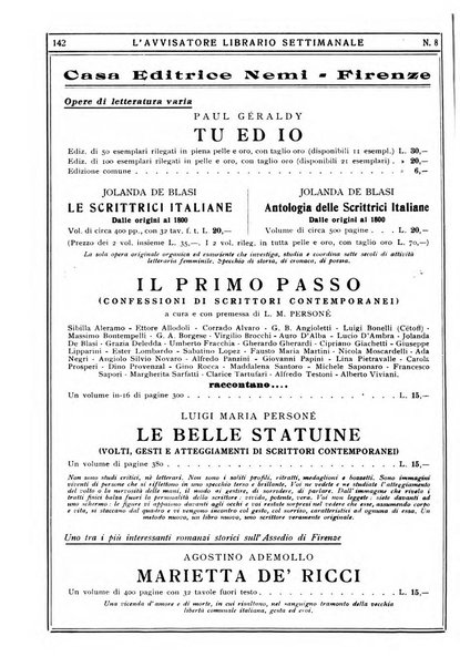 L'avvisatore librario settimanale bollettino bibliografico