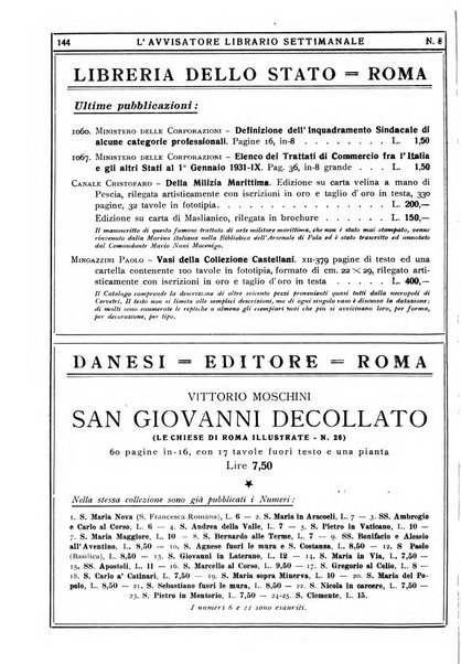 L'avvisatore librario settimanale bollettino bibliografico