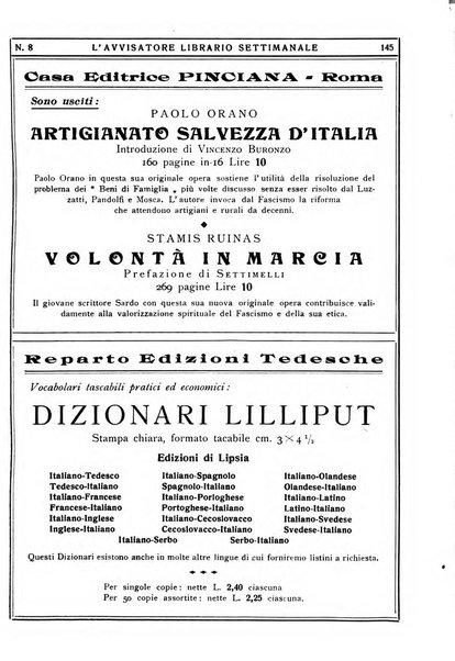 L'avvisatore librario settimanale bollettino bibliografico