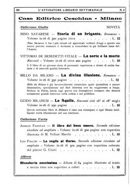 L'avvisatore librario settimanale bollettino bibliografico