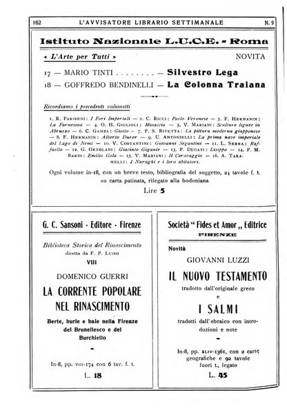 L'avvisatore librario settimanale bollettino bibliografico