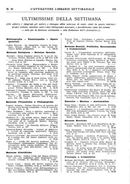 L'avvisatore librario settimanale bollettino bibliografico