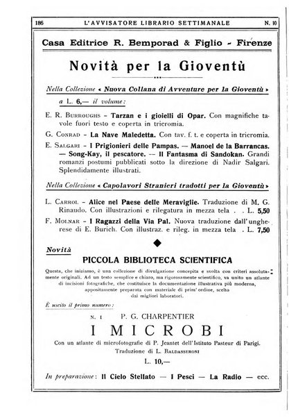 L'avvisatore librario settimanale bollettino bibliografico