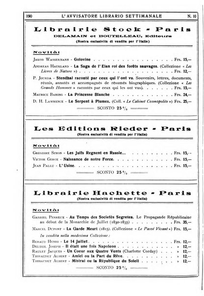 L'avvisatore librario settimanale bollettino bibliografico