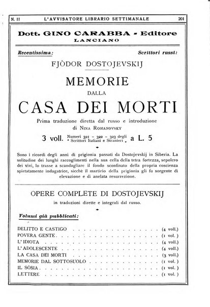 L'avvisatore librario settimanale bollettino bibliografico