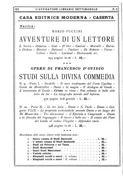 L'avvisatore librario settimanale bollettino bibliografico