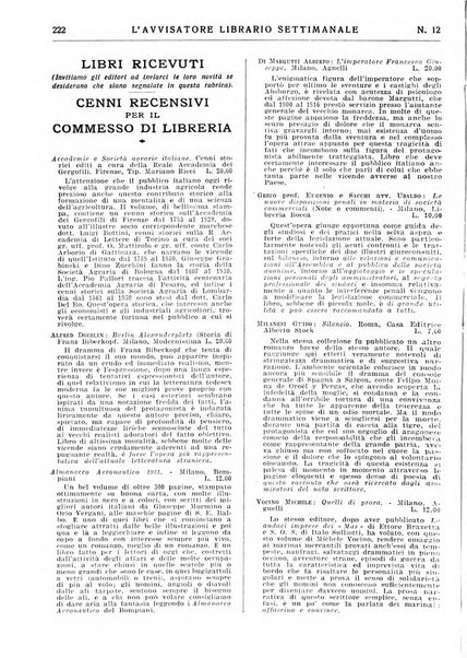 L'avvisatore librario settimanale bollettino bibliografico