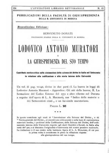 L'avvisatore librario settimanale bollettino bibliografico