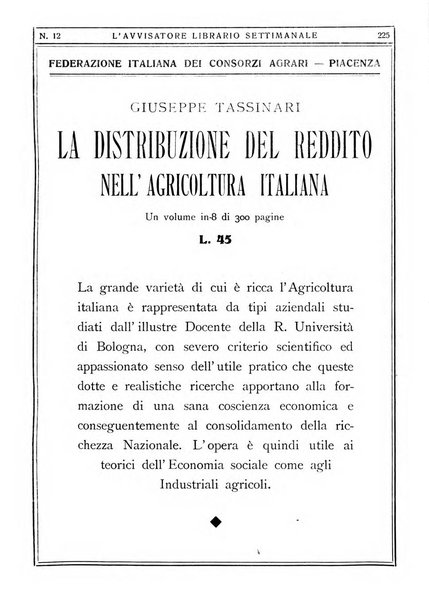 L'avvisatore librario settimanale bollettino bibliografico