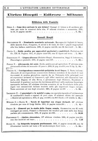 L'avvisatore librario settimanale bollettino bibliografico