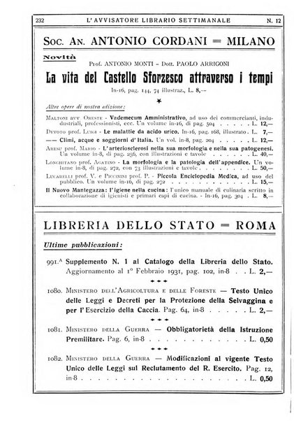 L'avvisatore librario settimanale bollettino bibliografico